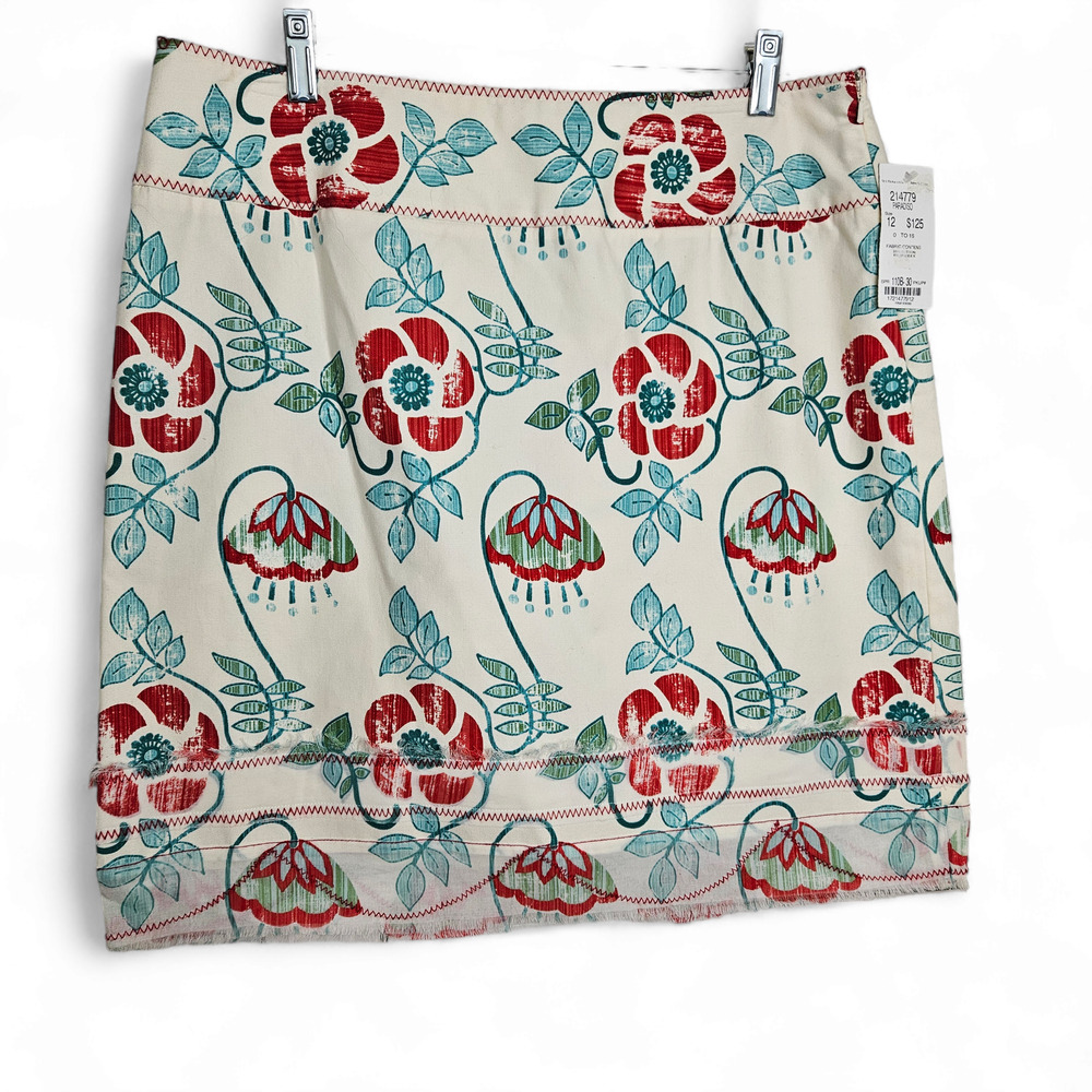 Etcetera Womens NWT Cotton Paradiso Floral Knee Length Skirt Size 12 Boho Spring